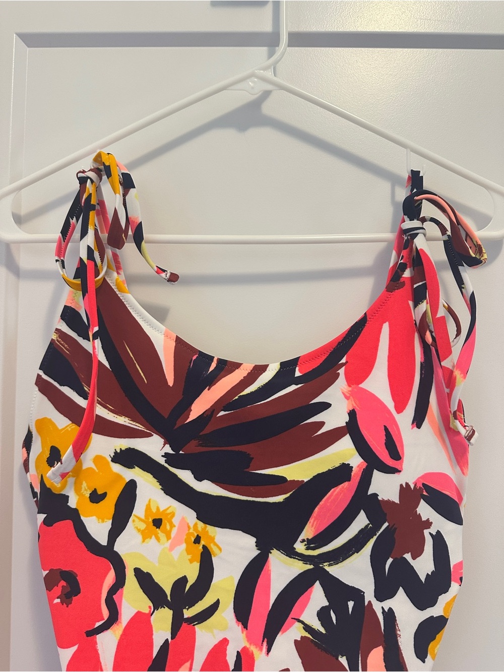 Aerie Tropical Print Scoop Neck Tie Straps One Piece Swimsuit Size Medium Womens - Picture 5 of 12
